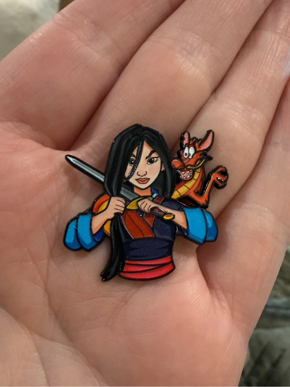 Mulan Character Enamel Brooch — Multicolor